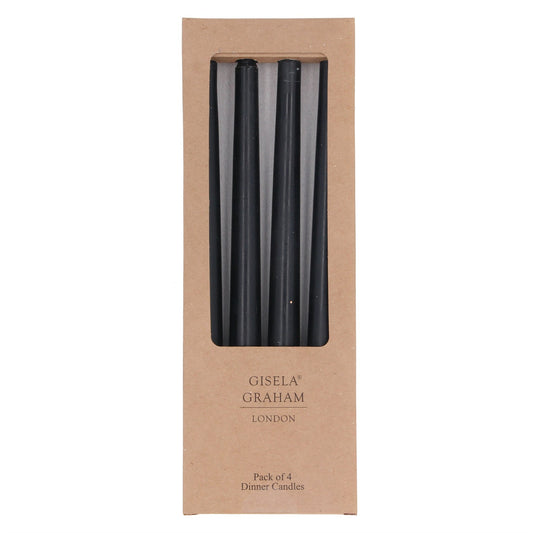 Pack of Four Black Taper Candles