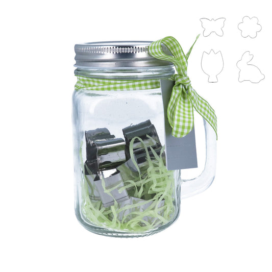 Glass Jar with Cookie Cutters