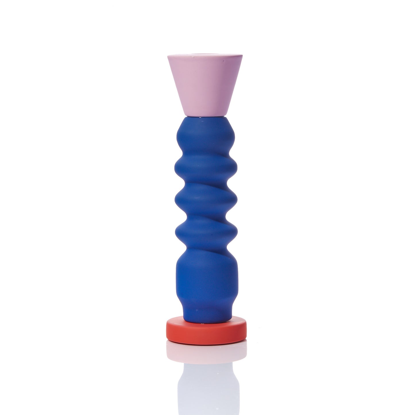 Cobalt Stacks Tall Candlestick