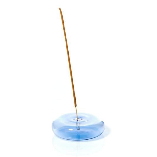Blue Dimple Glass Incense Holder