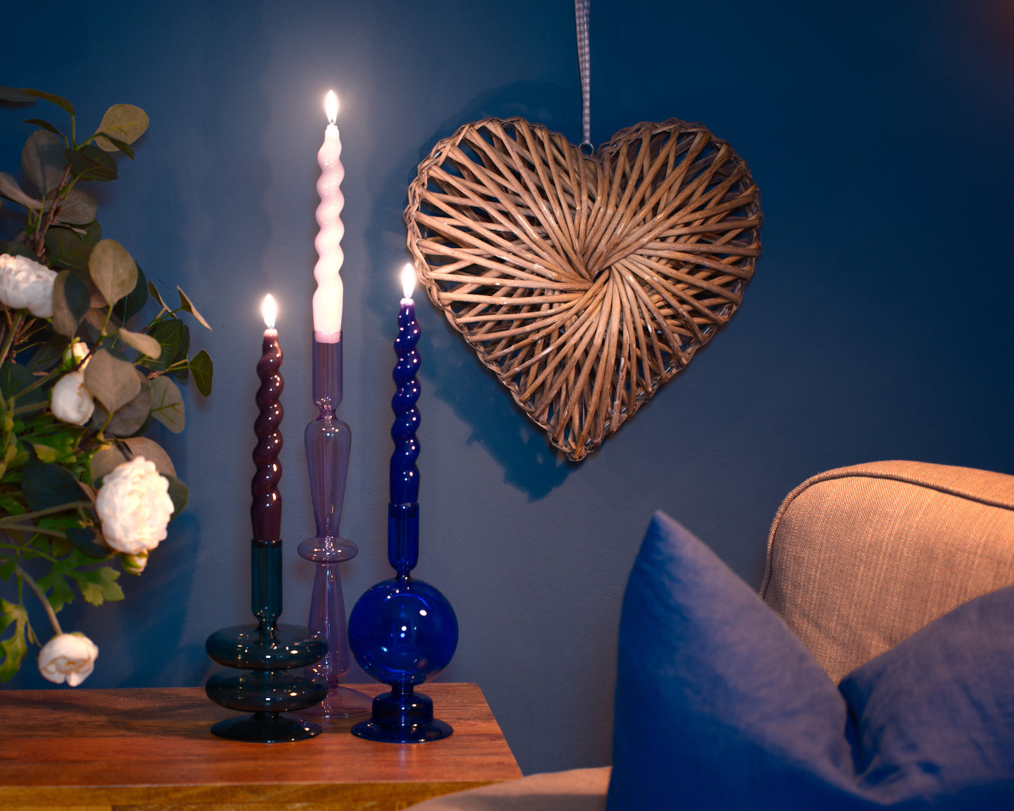 Navy Spiral Candle Individual