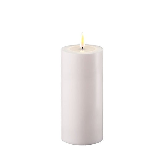 White Outdoor LED Real Flame Candle7.5x15cm