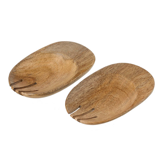 Mango Wood 'Pair of Paws' Salad Servers by Parlane