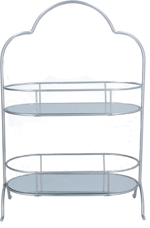Metal Caddy 45cm - Silver Mirrored, Two Tier
